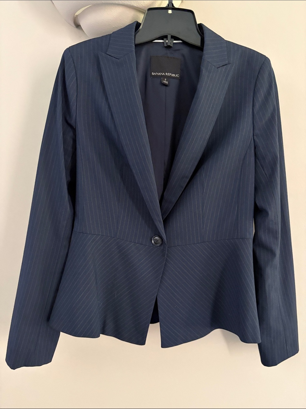 Banana Republic Navy Pinstripe Single-Button Women's Blazer